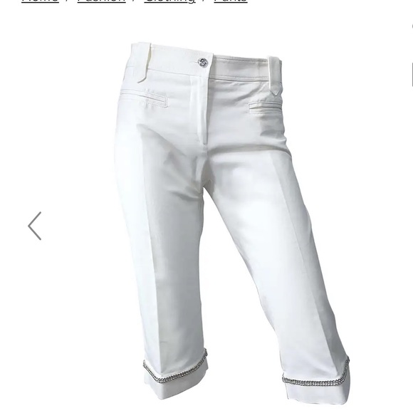 💎Gianni Versace Spring/Summer 2005 White Rhinestone Bermuda Capri Pants 💎